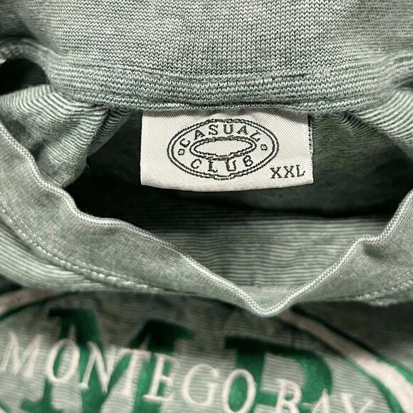 VTG Casual Club T Shirt Montego Bay Jamaica Striped Green Embroidery Sz 2XL Slim - Picture 4 of 7